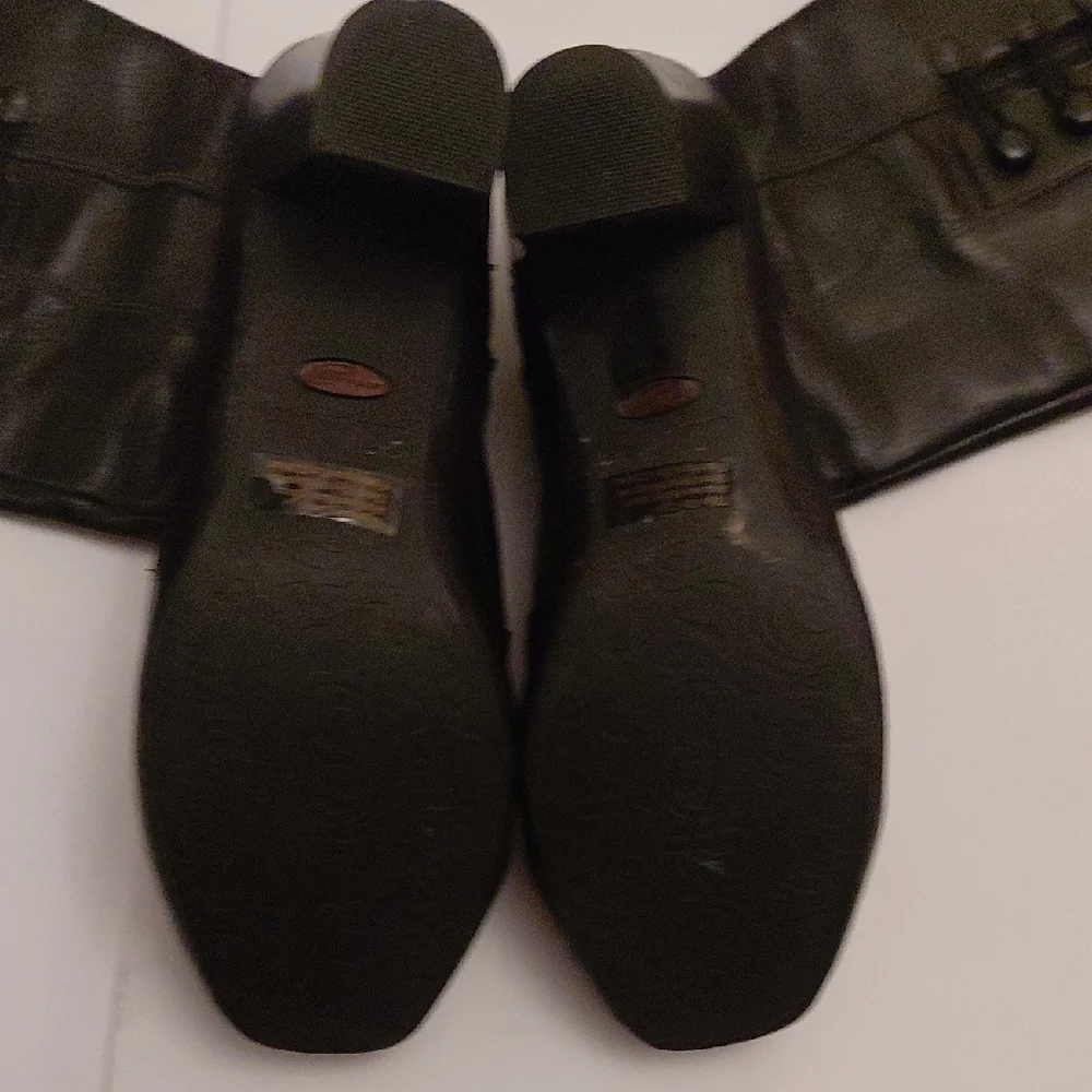 Clarks Womens Black Leather Knee-High Block Heeled Boots Sz 8.5W - Picture 5 of 11
